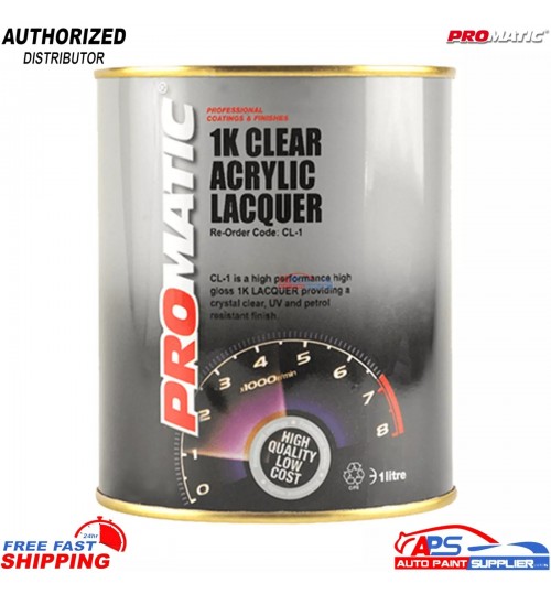 Promatic 1k Clear Lacquer Tin - UV & Petrol Resistant Glossy Finish - 1 Litre